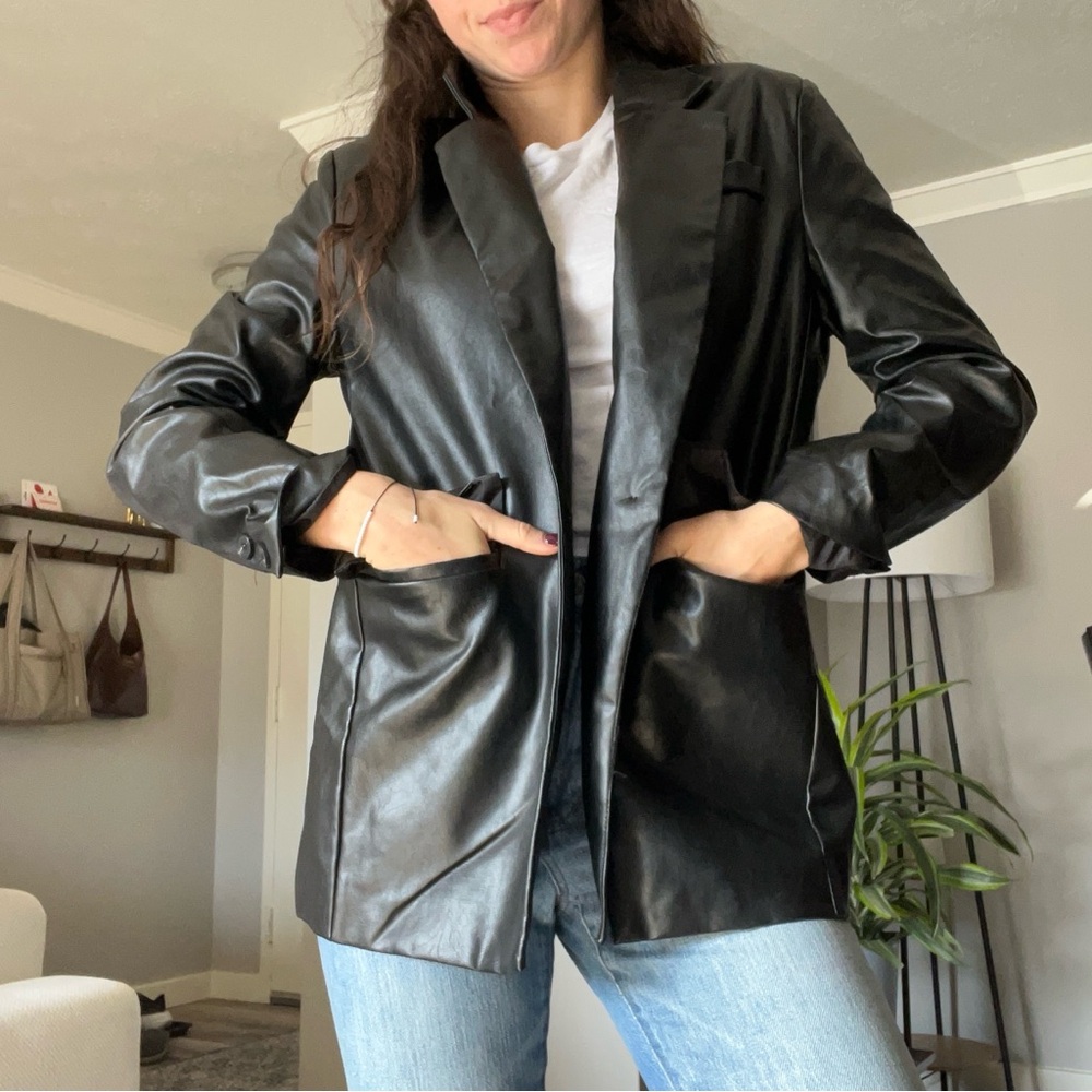 Princess Polly Black Faux Leather Jacket